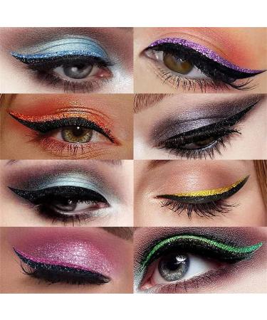 Rosarden 18 Pairs Glitter Stick-on Eyeliner Stickers - Waterproof and Colorful Adhesive Eyeliner Strips in Purple, Pink, Green, Blue - Black Eyeliner Sticker for Eye Makeup - Buy Online on GoSupps.com