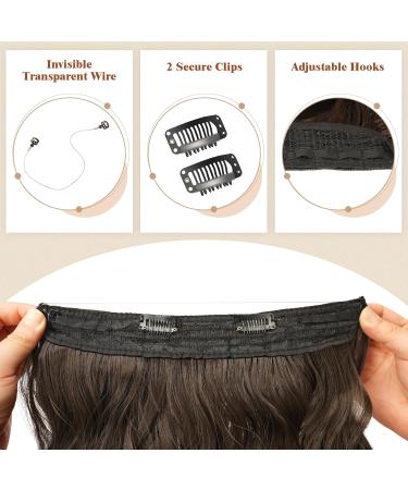 Feshfen Invisible Hair Extensions - Adjustable Chestnut Brown Curly Wire Hair Pieces for Women | 45cm Long Wavy Secrets - Buy Online on GoSupps.com