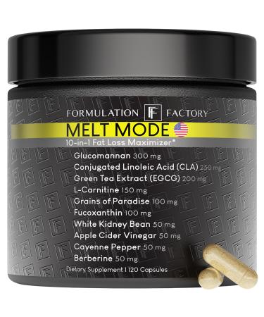 Formulation Factory Melt Mode 10-in-1 Wellness Supplement with Green Tea Extract L-Carnitine CLA Glucomannan Apple Cider Vinegar & More Supports Metabolism & Energy (2 Month Supply 120 Capsules) 120 Count (Pack of 1)