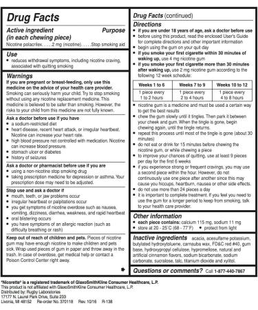 Rugby Nicotine Gum 2mg 100ct - Cinnamon Flavor - Buy Online on GoSupps.com