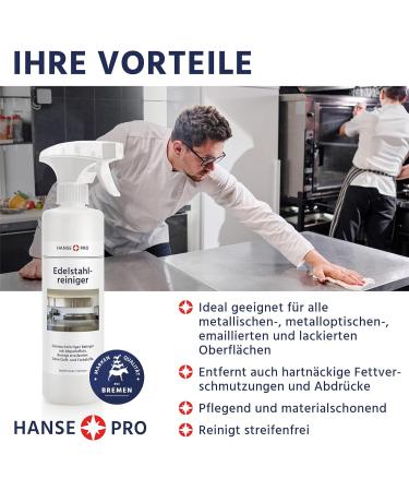 Buy Hanseatic Steel Cleaner 2 x 500 ml - Fragrance-Free Streak-Free Ideal for Kitchen & Grill - Ready to Use - Buy Online on GoSupps.com