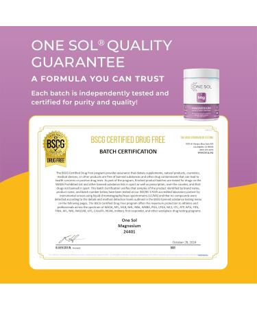 One Sol Magnesium 1378 mg Dual Source Magnesium Bisglycinate for Sleep Relaxation and Full Body Recovery High Absorption Vegan Non-GMO Gluten & Soy-Free Made in USA 60 Capsules - Buy Online on GoSupps.com