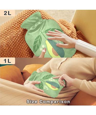 NAANLE Avocado Slice Hot Water Bottle | 1L Transparent Cover | Hand & Foot Warmer | Pain Relief & Heat Therapy - Buy Online on GoSupps.com
