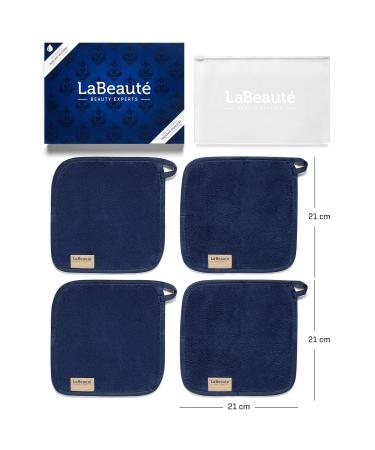 Lab aut Microfiber Makeup Towels - 4 Pack (21x21 cm) Washable & Reusable Facial Cleaning Pads - Dark Blue Makeup Remover - Buy Online on GoSupps.com