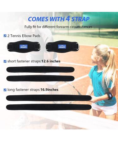 Tennis Elbow Brace with Metal Buckle Compression Pad - 2-Pack, Adjustable Straps for Pain Relief and Tendonitis Support in Blue - Unisex Design - Buy Online on GoSupps.com