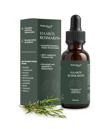 Wellrelaxx Rosemary oil hair rosemary + formula for fullness and growth refined with castor oil almond oil and vitamin E developed and filled in Germany 100 natural hair oil