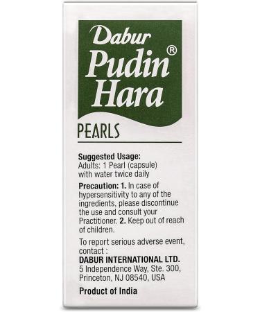 Dabur Pudin Hara Pearls - Daily Digestive Care Supplements for Men and Women | 10 Count Pack | Relieves Bloating, Acidity, Flatulence & Indigestion | Promotes Digestive & Gut Health - Buy Online on GoSupps.com