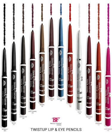 Beauty Forever Twist Up Lip and Eye Pencil Lightweight Matte & Shimmer Finish Long Lasting Waterproof Smudge Proof Suitable for All Lips and Eye Shapes Available in 12 Shades 108 Red - Buy Online on GoSupps.com