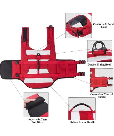 Fragralley Medium Dog Life Jacket in Bright Red | Swimming Safety Vest with Rescue Handle and High Visibility | Superior Buoyancy for Summer Adventures - Buy Online on GoSupps.com