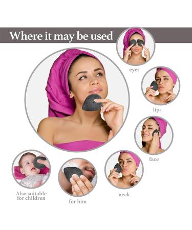 Sinutan | Konjac Face Sponge | 100% Natural Bamboo Activated Charcoal | Konjac Sponge for Exfoliation and Deep Pore Cleansing | Ecological Sponges | Gift Idea - Buy Online on GoSupps.com