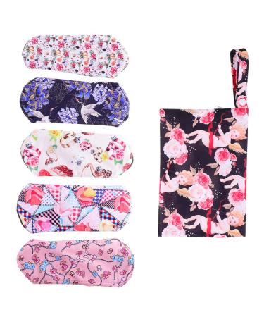 Healifty Reusable Sanitary Pads 5Pcs Organic Bamboo Menstrual Pads Breathable Panty Liners Sanitary Towel for Woman Girl (Random Color)