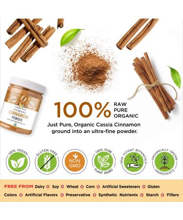 Organic Veda Cinnamon Powder - 100% Pure & Organic Ground Cinnamon Bark - 8 oz - Ideal for Cooking, Baking, Coffee & Tea - Buy Online on GoSupps.com
