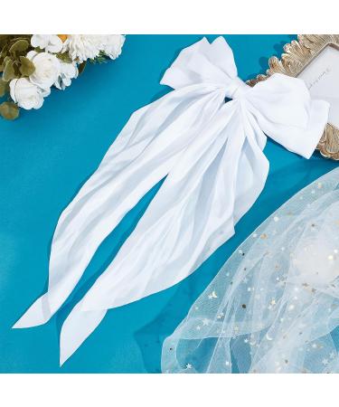 NICENEEDED White Bow Hair Clip Bowknot Hairpin French Hair Clips with Ribbon Solid Color Hair Barrette Soft Satin Silky Hair Bows Big Bowknot Hair Clip Hair Accessories for Women Bridal Wedding Decor - Buy Online on GoSupps.com