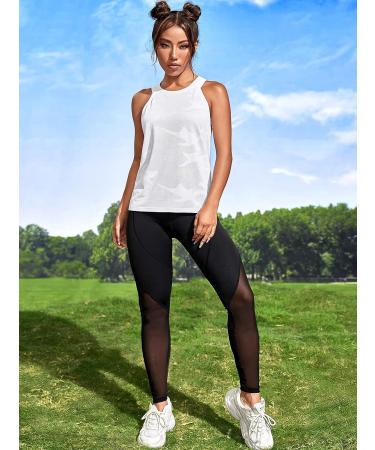 OYOANGLE Women's Camo Print Sleeveless Workout Tank Top - White | Active Gym Shirt - Buy Online on GoSupps.com