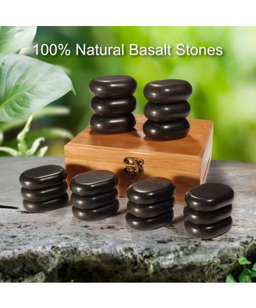 Master Massage Hot Stone Set - 18 Premium Massage Stones in Decorative Bamboo Box for Relaxation & Therapy - Buy Online on GoSupps.com