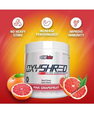 EHPlabs OxyShred Thermogenic Pre Workout Powder & Shredding Supplement - Preworkout for Men & Women Sugar Free Energy Powder with 150mg of Caffeine - Pink Grapefruit 60 Servings - Buy Online on GoSupps.com
