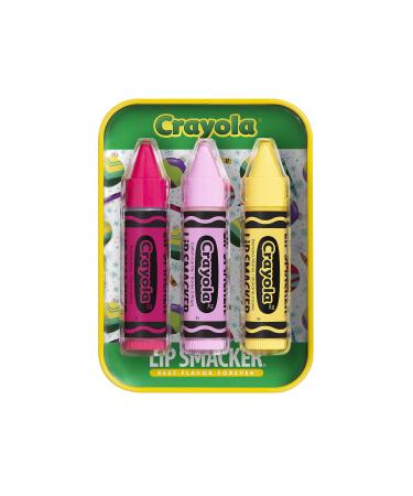 Lip Smacker Holiday Christmas 3 pcs Flavored Lip Balm Tin Crayola Stocking Stuffer For Kids