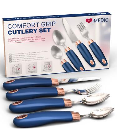iMedic Designer Easy Grip Cutlery for Adults - 1 Set of Adaptive Utensils for the Elderly with Needs - Eating Utensils for Disabled People and with Parkinson's - Non-weighted Utensils for Hand Tremors