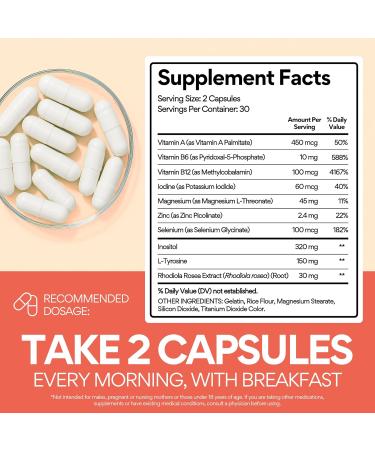 VoomVaya Go Go Thyroid - Thyroid Support for Women 30+ - Female-Focused Hormonal Balance & Thyroid Supplement with Iodine, Selenium & L Tyrosine - 3rd Party Tested - 60 Capsules - Buy Online on GoSupps.com