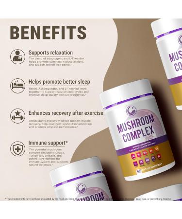 LEGRANO Premium Evening Mushroom Supplement Capsules with Lion s Mane Reishi Mushroom Turkey Tail Chaga Ashwagandha L-Theanine Vitamins & Minerals Adaptogenic Mushrooms for Relaxation & Sleep - Buy Online on GoSupps.com