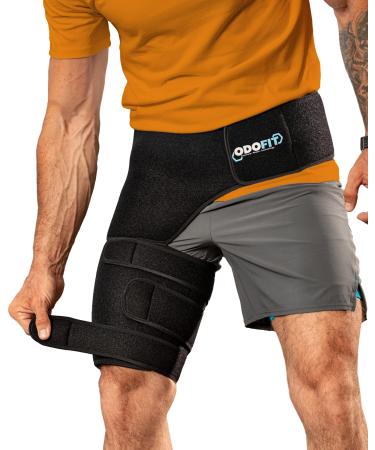 ODOFIT Hip Support Brace for Hip Pain | Compression Wrap for Groin, Thigh, Hamstring, Pulled Muscle Injury | Hip Flexor Arthritis Bursitis Sciatica Pain Relief | For Men and Women| Left Leg - Buy Online on GoSupps.com