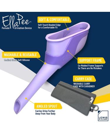 EllaPee Women's Urinal Funnel - Medical Grade Silicone, Reusable Female Urination Device for Camping, Hiking & Outdoor Activities - Stand to Pee with Ease (Purple) - Buy Online on GoSupps.com