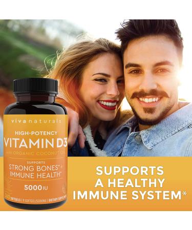Viva Naturals Vitamin D3 5000 IU - Boost Immunity & Bone Health | 360 Capsules - Buy Online on GoSupps.com