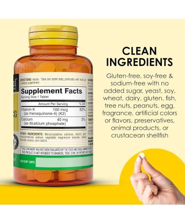 MASON NATURAL Vitamin K2 100 mcg with Calcium Supports Bone Heart & Muscle Health 100 Tablets Pack of 3 - Buy Online on GoSupps.com