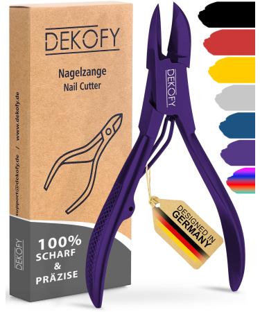 Decofy nail tongs stainless steel 11.5cm - extra sharp nail scissors with precise cut - footnail scissors for thick nails - foot care nail care pedicure nail clipper toenails nail cutters violet violet -11.5cm