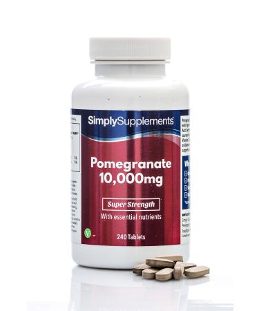 Pomegranate Extract Tablets | Potent 10000mg Formulation | 240 Tablets Up to 4 Month Supply | with Added Vitamin C for Antioxidant Support | Vegan & Vegetarian Friendly | Manufactured in The UK