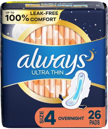 Always Ultra Thin Pads For Women Size 3 Extra Long Super Absorbency With Wings 52 Count & Ultra Thin Pads For Women Size 4 Overnight Absorbency With Wings 26 Count Size 3 (52 Count) Modern + ULTRA THIN 26 SIZE 4 - Buy Online on GoSupps.com