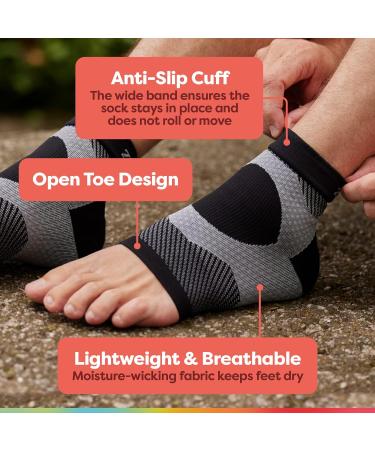 ZenToes Plantar Fasciitis Relief Compression Socks - Moisture Wicking Open Toe for Improved Circulation & Reduced Swelling | Unisex L/XL - Buy Online on GoSupps.com