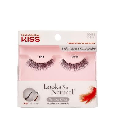 KISS Looks So Natural False Eyelashes Lightweight & Comfortable Natural-Looking Tapered End Technology Reusable Cruelty-Free Contact Lens Friendly Style 'Shy' 1 Pair Fake Eyelashes Black