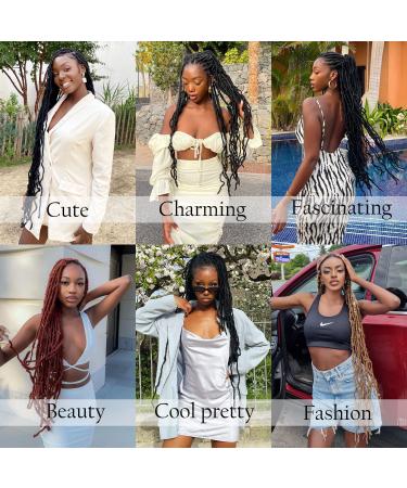 Faux Locs Crochet Hair 18 inch 7 Packs Natural Butterfly Goddess Locs for Black Women - 1B - Buy Online on GoSupps.com
