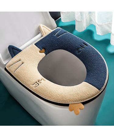 Toilet seat cushion, bathroom toilet cover, toilet warmer, soft and warm toilet seat cushion can be cleaned and reused. Easy to install toilet cover(blue)
