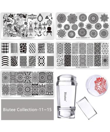 Biutee 15pcs Nail Stamping Plates Set with Stamper, Scraper, and Storage Bag - Manicure Art Vintage Ethnic Leaves Flowers Animal Image Stamp Kit - Buy Online on GoSupps.com