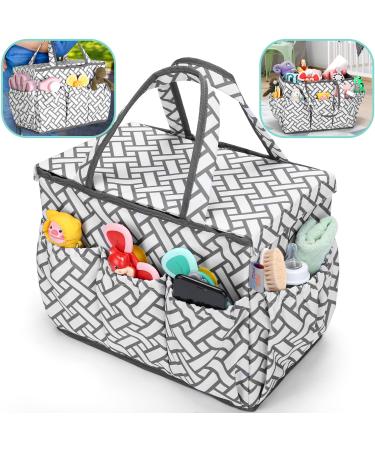 XL Baby Diaper Caddy Organizer - Heavy Duty Portable Diaper Storage Organizer - Baby Organizer for Nursery, Changing Table, Wipes & Toys - Car Basket for Nursery Storage Bin with Tote Holder Cover Xtra Large 15" X 9" X 11"