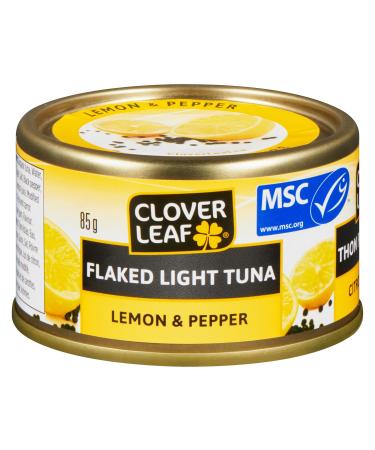 Clover Leaf Flaked Light Tuna Lemon & Pepper - 85g 24 Count - Canned Tuna - Flavoured Tuna - Skipjack Tuna - Very High In Protein - 18g Of Protein Per 85g Serving Low In Saturated Fat