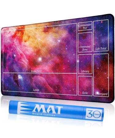 Biouai Starry Playmat for MTG Magic The Gathering - Stitched Field Rules Zones Play Mat with Free Tube Case for MTG Card Game Playing for Beginner(Purple)