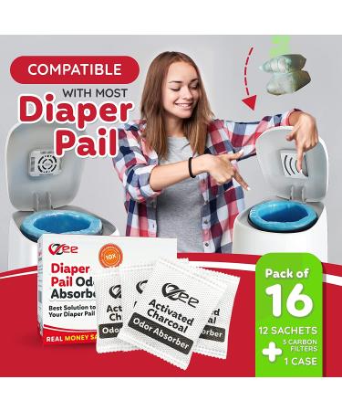 VZee Diaper Pail Deodorizer 16-Pack with Plastic Case - Munchkin Compatible, Odor Eliminator for Diaper Pails, Shoes, Drawers - Buy Online on GoSupps.com