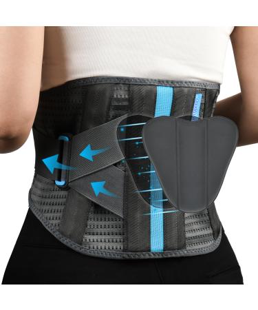 Back Brace For Lower Back Pain With Lumbar Pad Back Support Brace For Men And Women With Dual Adjustable Straps Back Brace For Lifting At Work For Herniated Disc Sciatica Scoliosis(L/XL Fits 29.5"-37.5") L/XL Gray
