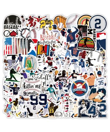 Baseball Stickers 100PCS Sports Stickers Vinyl Waterproof Sunsproof Cartoon Stickers Aesthetic Decal for Kids Teen Adult Laptop Water Bottle Lunch Box Travel Case Bedroom