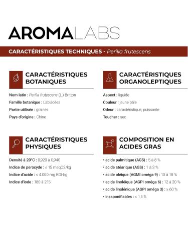 Organic Perilla Vegetable Oil - 250 ml - 100% Pure Natural Cold Pressed and Cosmos Certified - Aroma LABS (French Brand) - Buy Online on GoSupps.com