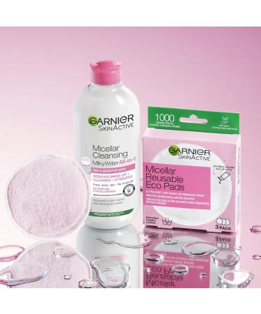 Garnier Micellar Cleansing Water for Dry Skin 400ml - Fragrance-Free Face Cleanser & Makeup Remover | British Skin Foundation Approved | Use with Reusable Micellar Eco Pads - Buy Online on GoSupps.com