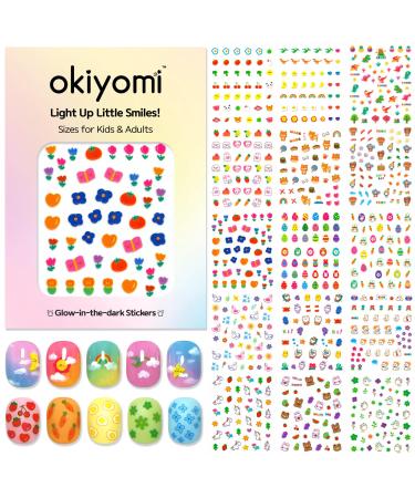 15 Sheets of Nail Stickers for Kids - 700 Cute Designs - Nail Decorations for Nail Art - Nail Art Decals - Toddler Nail Stickers - Bunny Nail Stickers - Nail Sticker Kids - Glow in The Dark 3d Set of 15