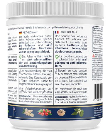 V-POINT ARTHRO Akut for dogs for joint pain osteoarthritis acute pain painful pain - devil's claw ginger willow bark (250 g) - Buy Online on GoSupps.com