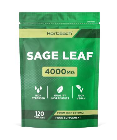 Menopause Sage 4000mg | 120 Vegan Capsules | Sage Extract | Dietary Supplement | High Dosed | Sage Leaf Supplement | by Horbaach