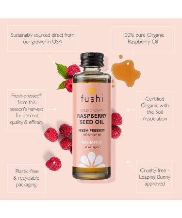 Fushi Organic Raspberry Seed Oil Fresh-Pressed Rich in Vitamin E & Carotenoids Best for Irritated Skin Dry Skin & Fine Lines Ethical & Vegan Society Approved Made in the UK 50ml - Buy Online on GoSupps.com