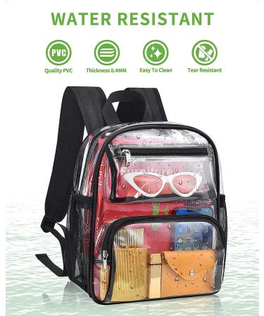 MAY TREE Clear Backpack Stadium Approved 12126 with Breathable Shoulder Straps  Clear Mini Backpack for Girls and Boys  Heavy Duty Clear Backpack for Sport Event School Festival Concert- Black - Buy Online on GoSupps.com
