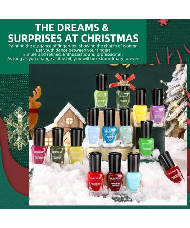 Morovan Christmas Nail Polish Set - 15 Colors, Quick Dry, Non-Toxic, Easy Peel Off - Perfect Gift for Women & Girls - Glossy Salon Water Based Polish - Buy Online on GoSupps.com
